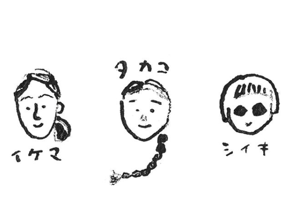椎木さんによる3人の似顔絵 (saikosiiki Instagramより)